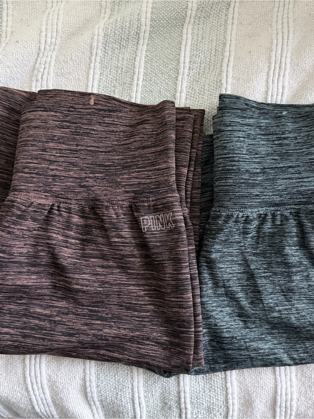 (2) PINK Victoria's Secret Girls' Heathered Rose and Charcoal Leggings